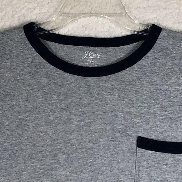 J. Crew Slub Cotton Ringer T-Shirt Blue/Grey Size XL Short Sleeve 100% Cotton - Picture 3 of 7